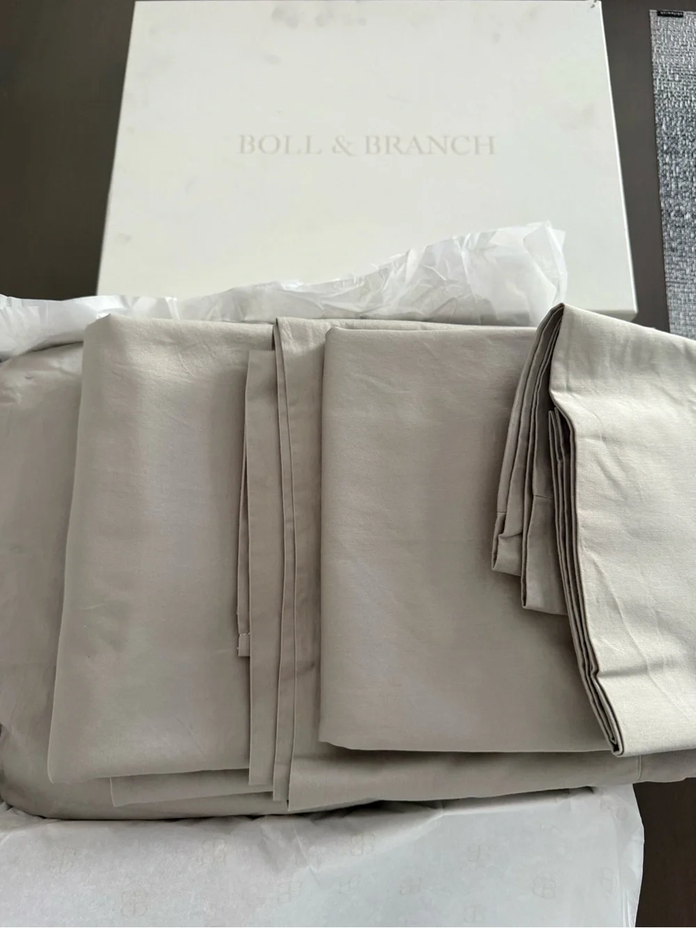 Boll & Branch NWT Queen Size Signature Hemmed Sheet Set Pewter Color🔥No offers🔥